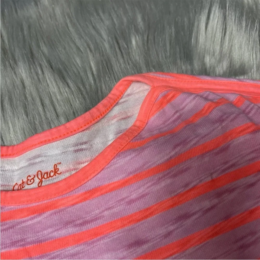 Cat & Jack Pink Neon Striped Dress Large 10/12